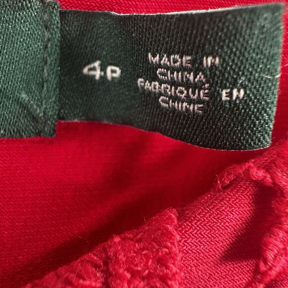 LAUREN RALPH LAUREN - Women's Red Embroidered Guipure Sheath Dress Size 4P - Picture 11 of 13